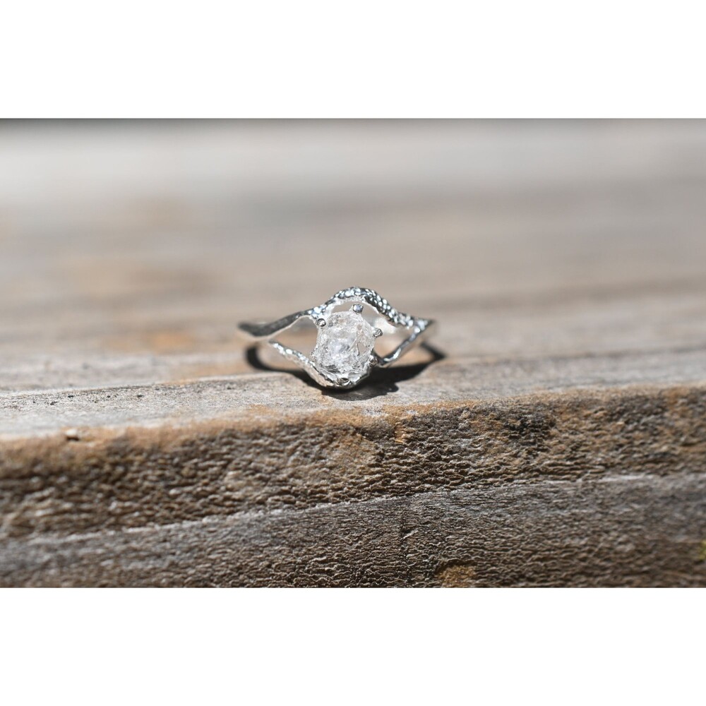 Rough Diamond Ring, Raw Diamond Engagement Ring, White Diamond, Wedding Ring, Wo - Picture 1 of 3